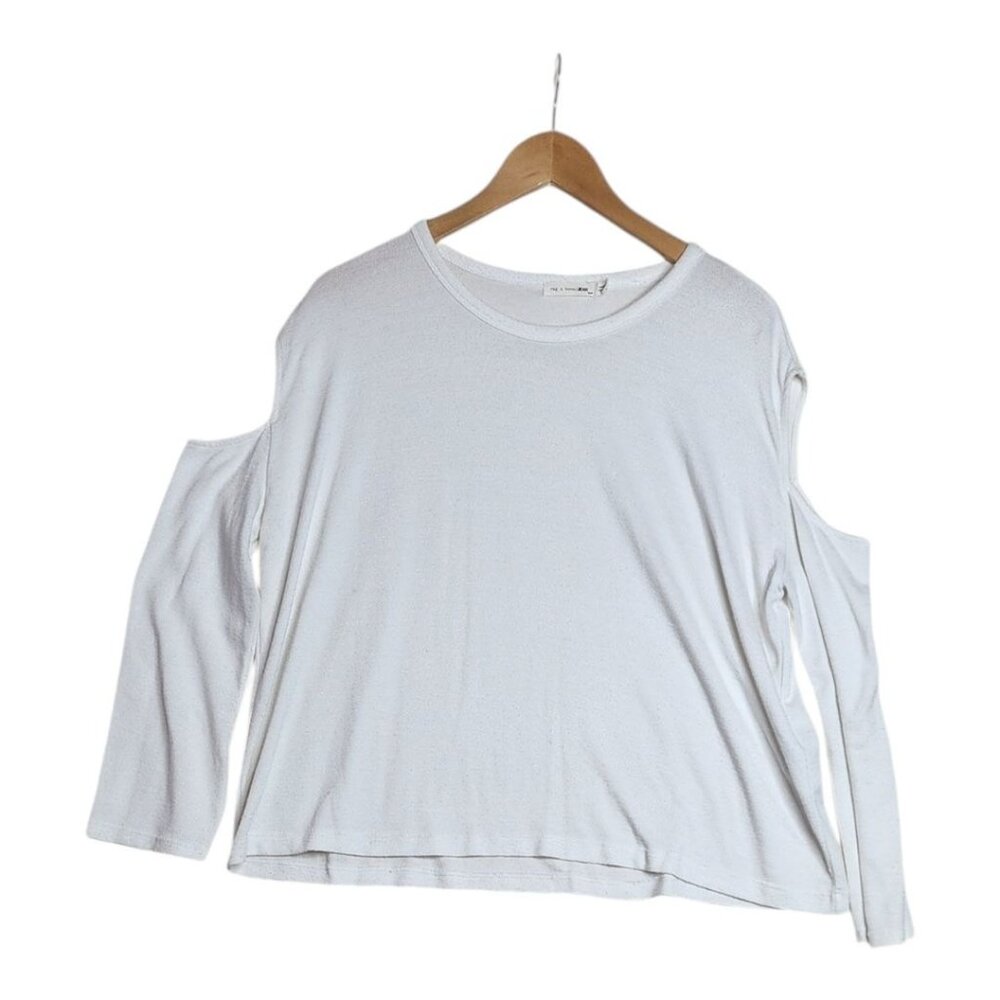Rag & Bone Cold Shoulder Long Sleeve Shirt size Medium White
